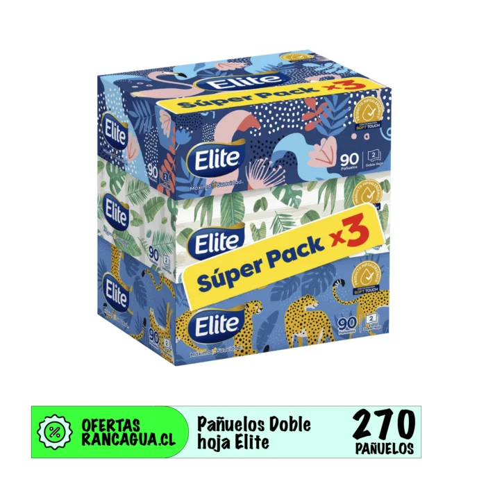 Pañuelos Desechables Elite - SúperPack 3cajas (270uni)