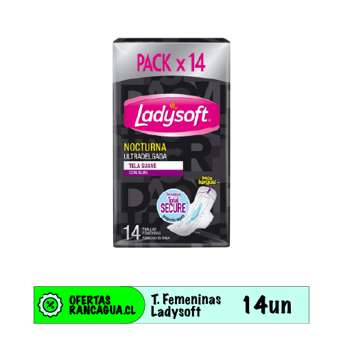 Toallas Higiénicas Ladysoft Nocturnas Ultradelgada - 14 Un